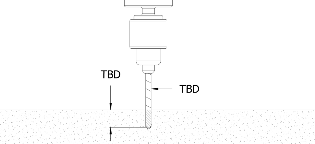 图中显示钻头在混凝土中钻孔