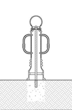 图显示自行车系柱安装使用粘合剂锚定