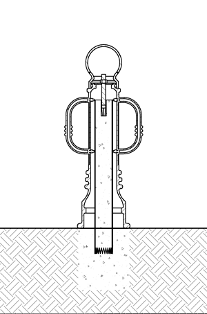 图表显示使用混凝土插入件的自行车系杆盖安装