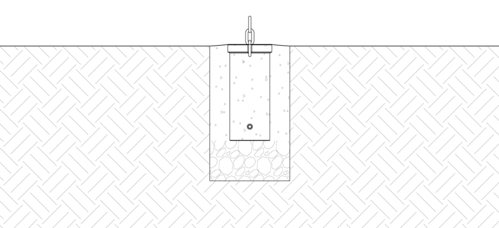 图显示接收器嵌入混凝土中