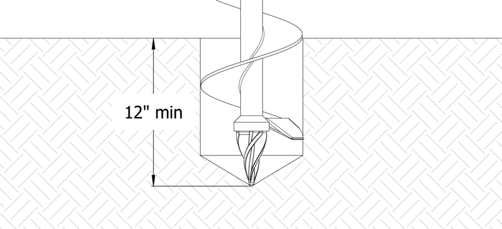 图中显示了至少12英寸的总挖掘深度