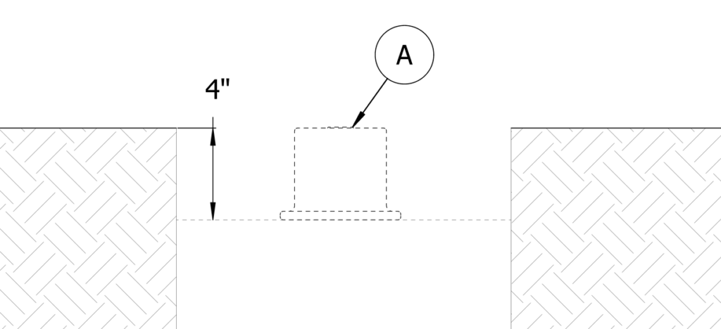 图表显示锚固铸件在网站上以及它将如何与成品等级齐平