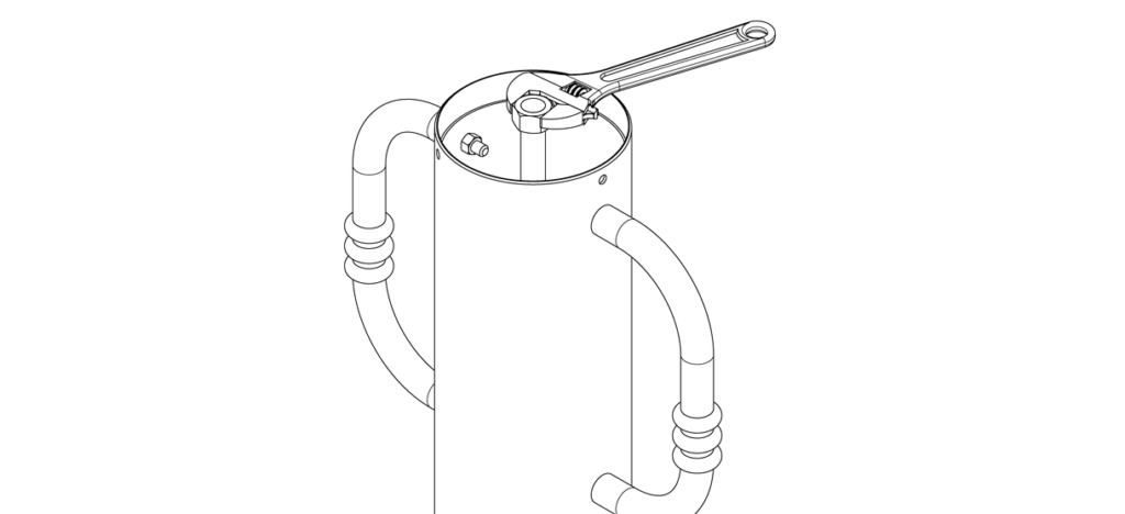 显示垫圈和螺母的图表用扳手收紧