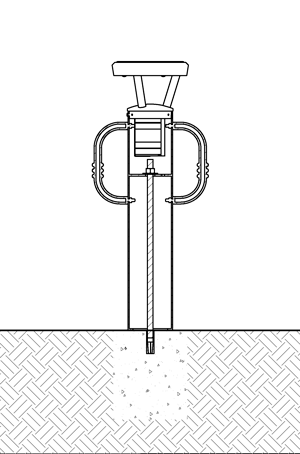 图表显示太阳能自行车系柱安装使用的drop-in混凝土插入