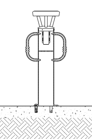 图表显示使用法兰表面安装的太阳能自行车系船柱安装